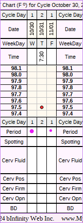 Fertility Chart for cycle Oct 30, 2013