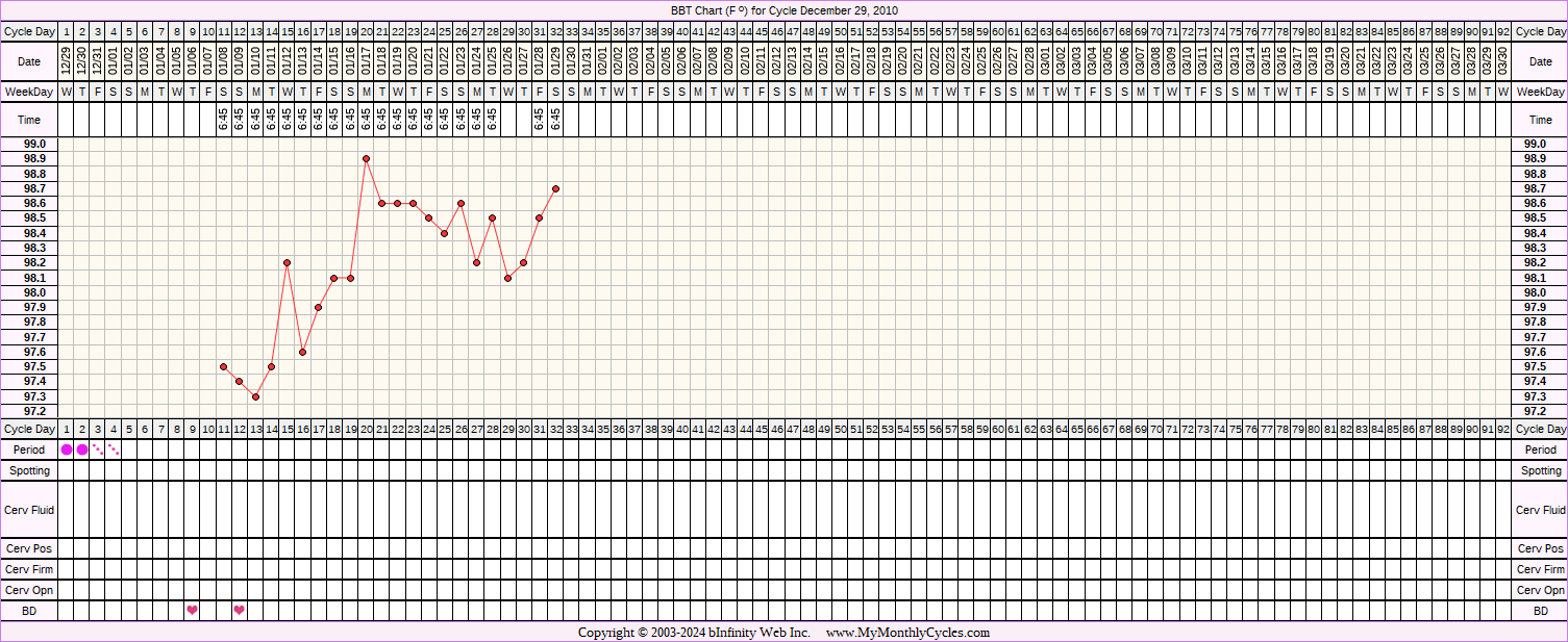 Fertility Chart for cycle Dec 29, 2010