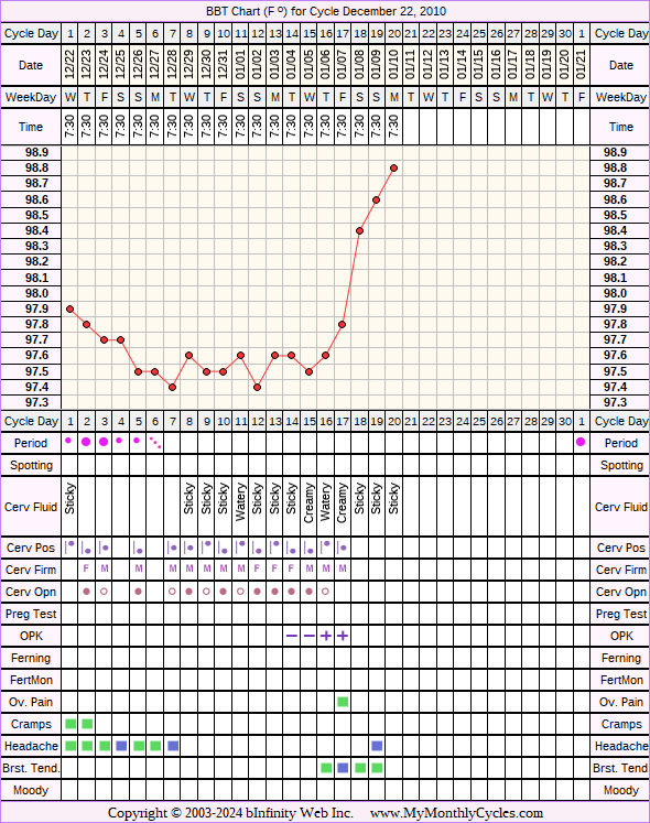 Fertility Chart for cycle Dec 22, 2010, chart owner tags: Ovulation Prediction Kits, Other Meds