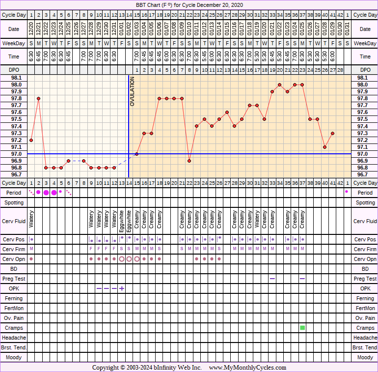 Fertility Chart for cycle Dec 20, 2020