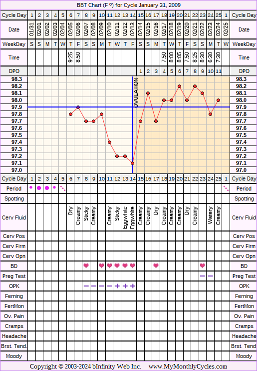 Fertility Chart for cycle Jan 31, 2009, chart owner tags: Hypothyroidism