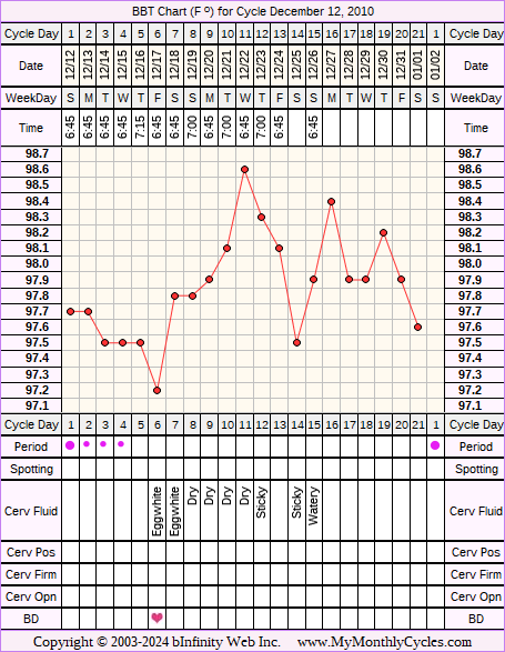 Fertility Chart for cycle Dec 12, 2010