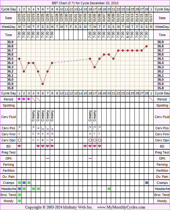 Fertility Chart for cycle Dec 20, 2010, chart owner tags: IVF, Other Meds